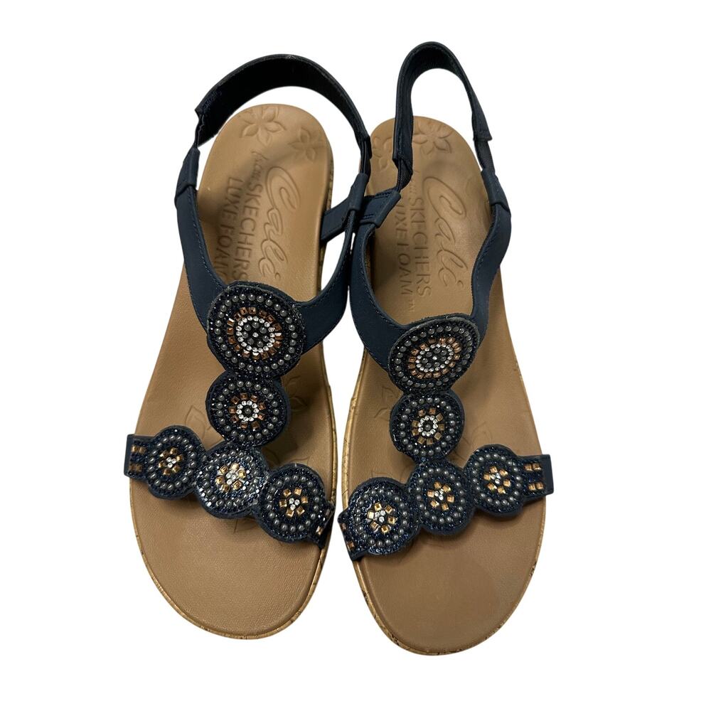 Skechers Cali Beverlee Date Glam sandals rhinestone embellishments comfortable 8